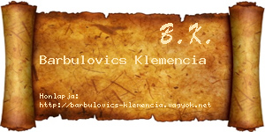 Barbulovics Klemencia névjegykártya